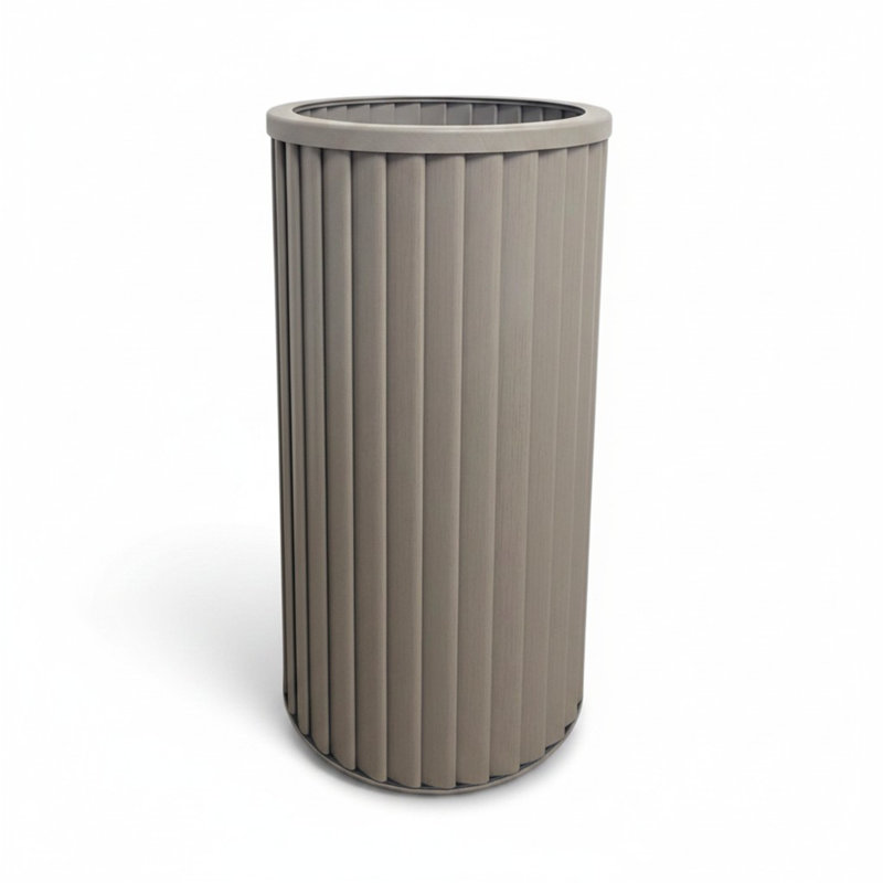 Pot à fleurs rond Strata, 22.5" H x 12" W x 12" D, Brown Grey