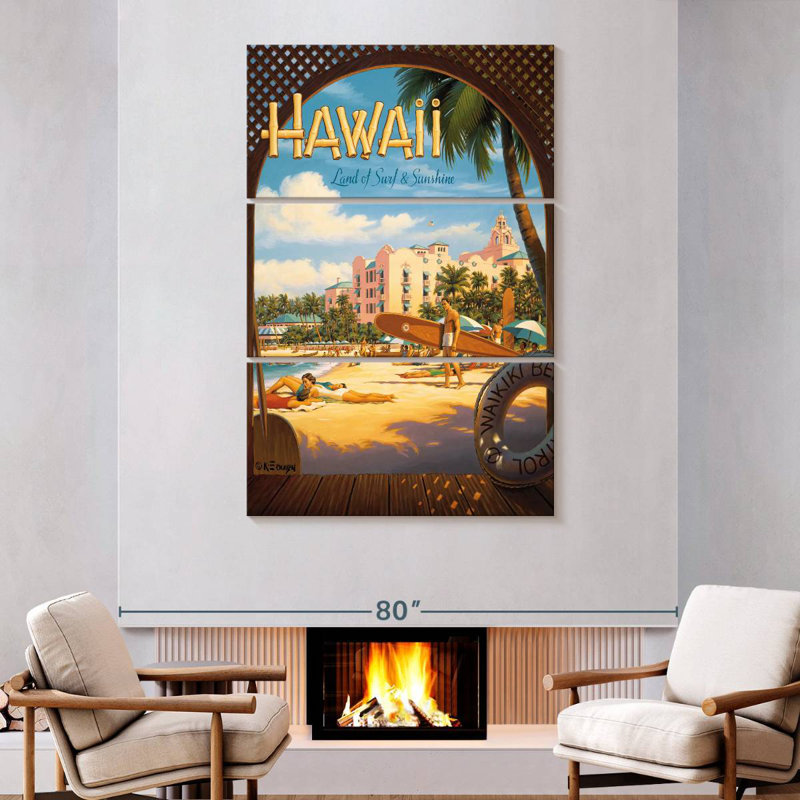 Gillard Hawaii, terre de surf et de soleil, H 74 po x l 48 po