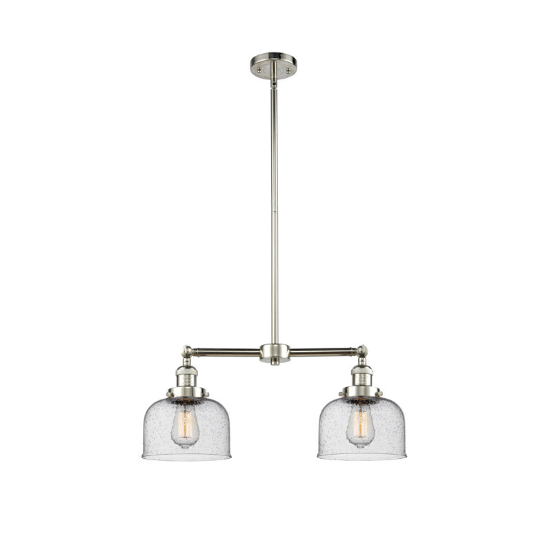 Large Bell 8" - 2 Light 21" Island Light, Seedy, Polished Nickel, LED