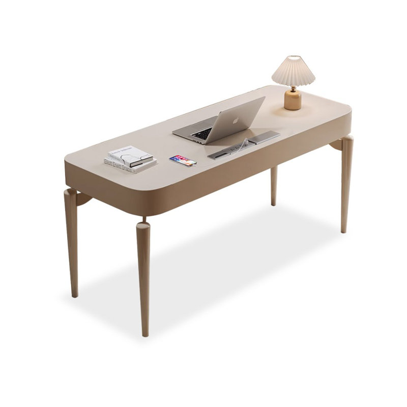 Bureau blanc rectangulaire en bois manufacturé avec 2 tiroirs, H 29,53 po x l 55,12 po x P 23,62 po