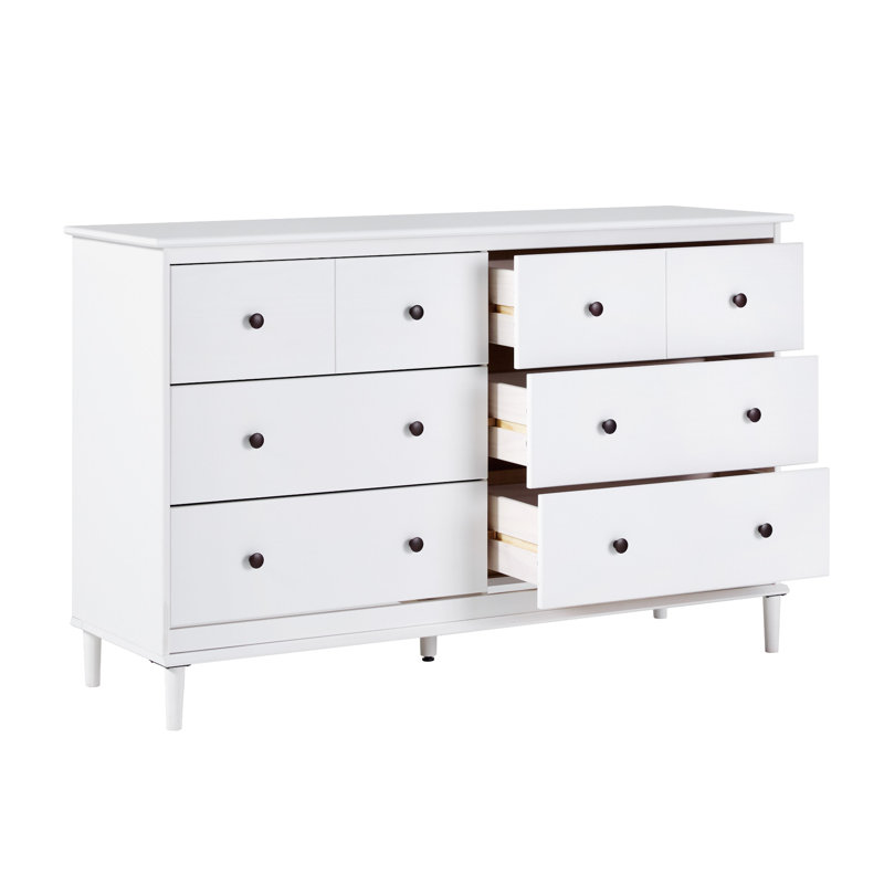 Bhuneshwar 6 Drawer Solid Wood Double Dresser, White