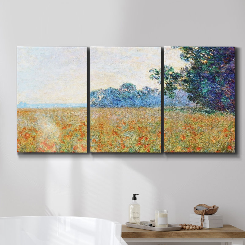 Ensemble de 3 pièces encadrées sur toile, H 27 po x l 54 po x P 2 po