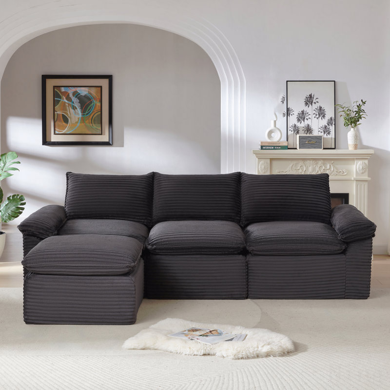 Canapé moderne en velours côtelé, peut être librement combiné et offre une expérience d'assise confortable
