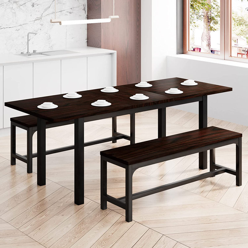 Winnah 6 - Person Four Leg Dining Set, Brown, Brown/Black