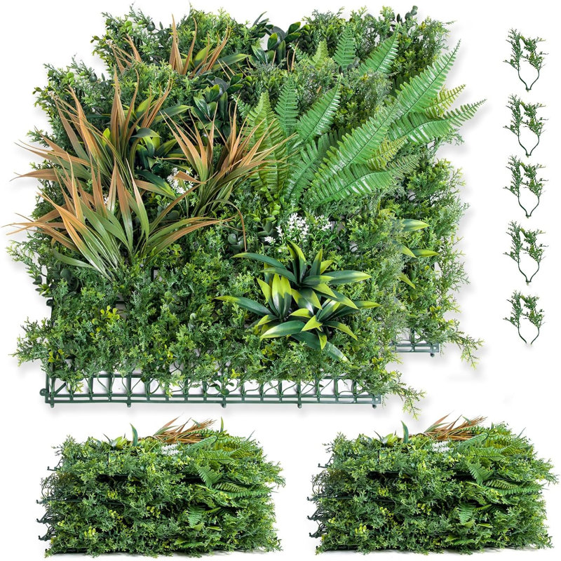 12pcs 20" X 20" Artificial Boxwood Wall Hedge Mat Plant Panels Outdoor Grass Fence