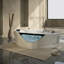 Baignoire tourbillon d'angle 59 "pour 2 personnes, luxueuse baignoire à jets avec 6 jets d'hydromassage, lumières DEL de chromathérapie et système de réglage pneumatique, pompe à eau, égouttoir
