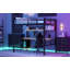 Full Size Metal Loft Bed Frame With Storage Shelf And LED Light,Iron Mesh
