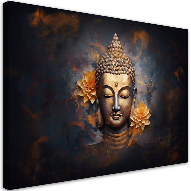 Abstract Golden Buddha - No Frame Print on Canvas, 70cm H x 100cm W