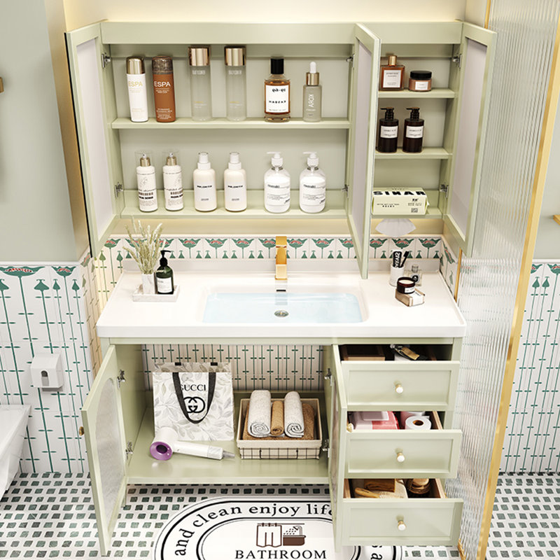 Armoire de salle de bain française de style crème minimaliste