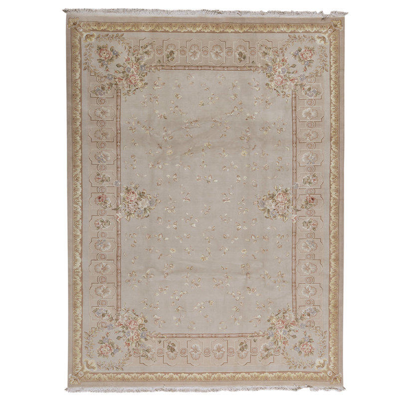 Tapis beige / brun / gris noué à la main de haute qualité