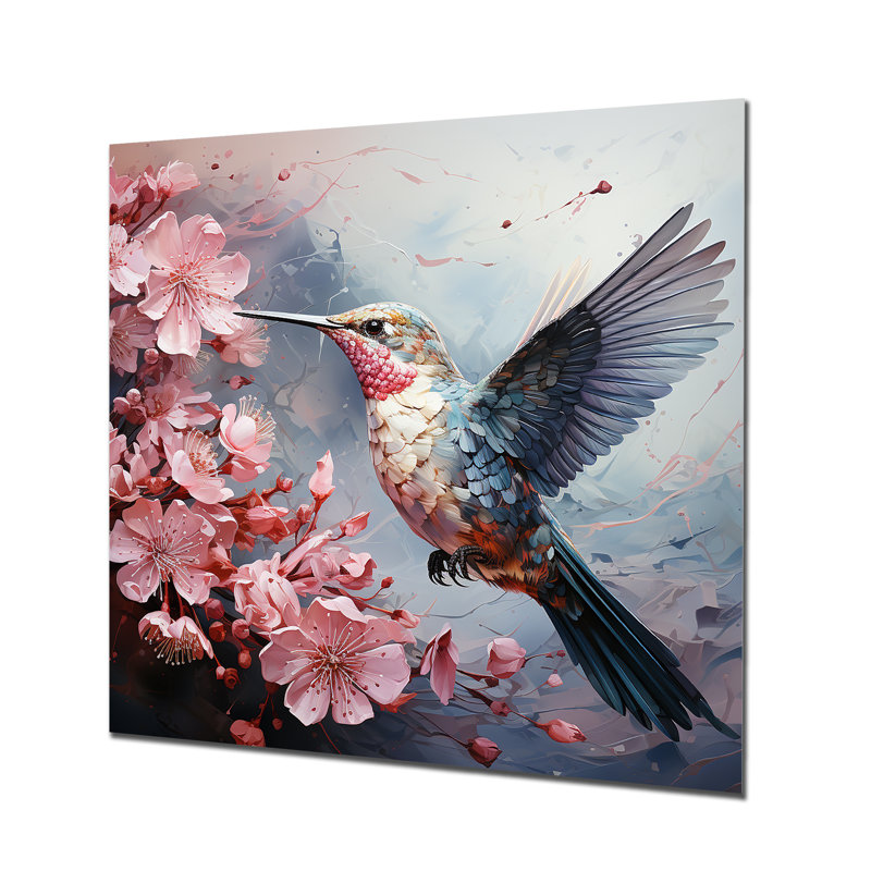 Art floral en métal Colibri - Colibri, H 16 po x l 16 po