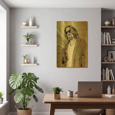 « Dude Lebowski » de Giuseppe Cristiano, tableau mural en métal doré, 61 x 91 cm
