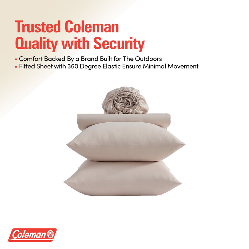 Coleman® 4 Piece Microfiber Solid Bed Sheet Set - Full, Beige, Beige, Full
