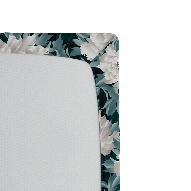 Drap-housse Ambesonne, Bleu cadet, ivoire / floral, Drap-housse de taille double