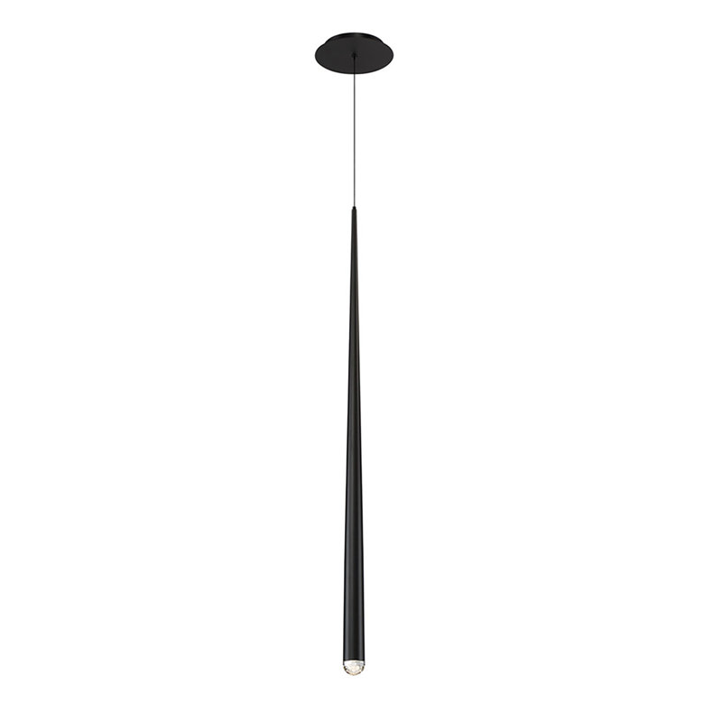 Cascade 1 - Light Single Cylinder LED Pendant, 37" H x 1.63" W x 1.63" D, Black