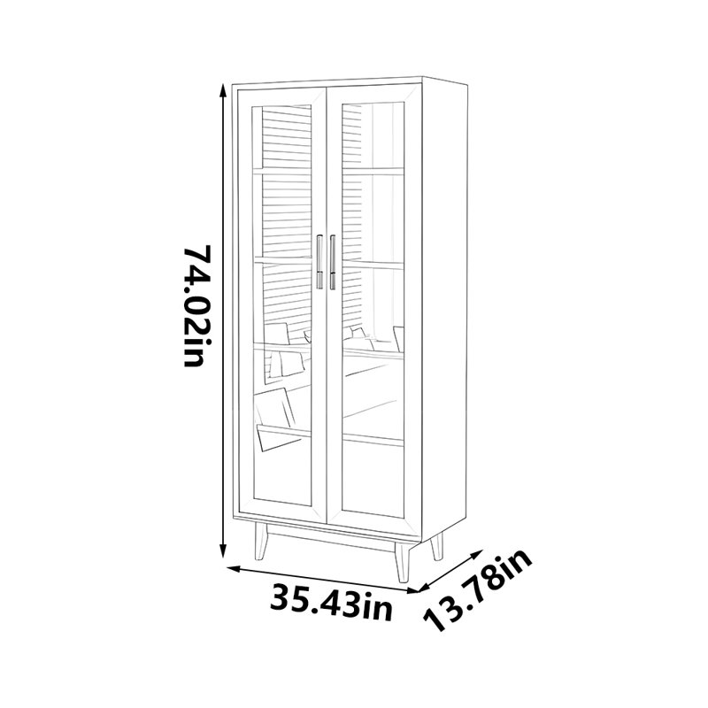 Bibliothèque moderne et simple de style populaire, H 74,02 po x l 35,43 po x P 13,78 po