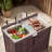Dark Brown Outdoor Kitchen Island, 39.4-Inch With Sink Faucet Backsplash, Four-Wheel Design, Specifically For Pizza Making.