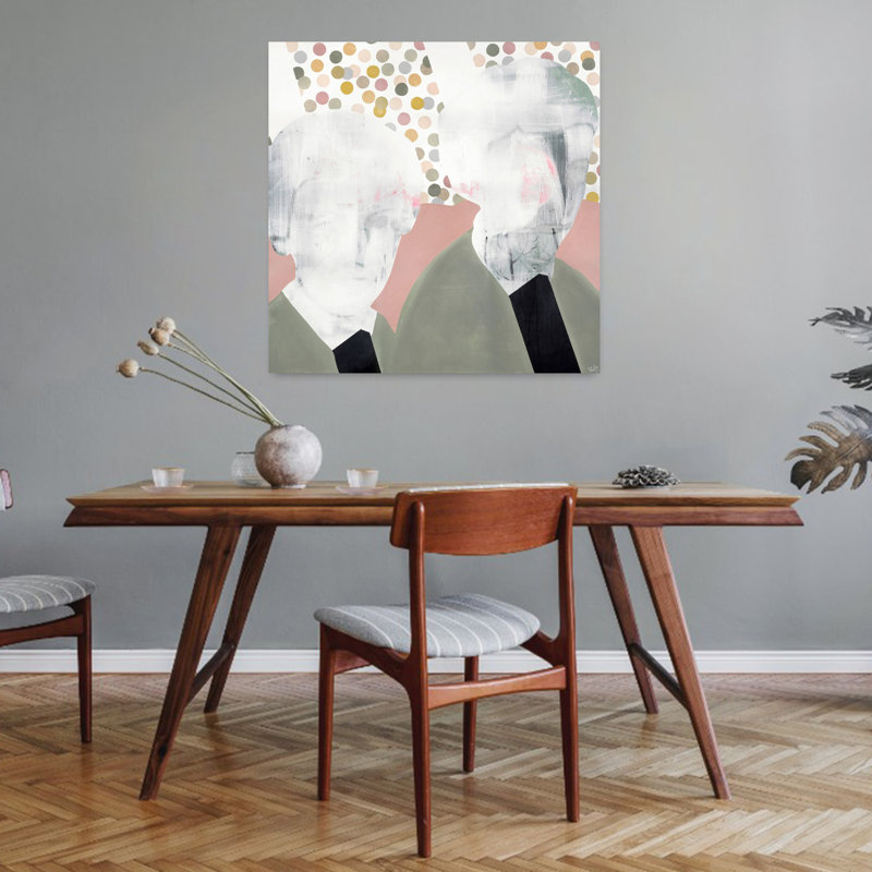 Copines, art contemporain abstrait, H 32 po x l 32 po