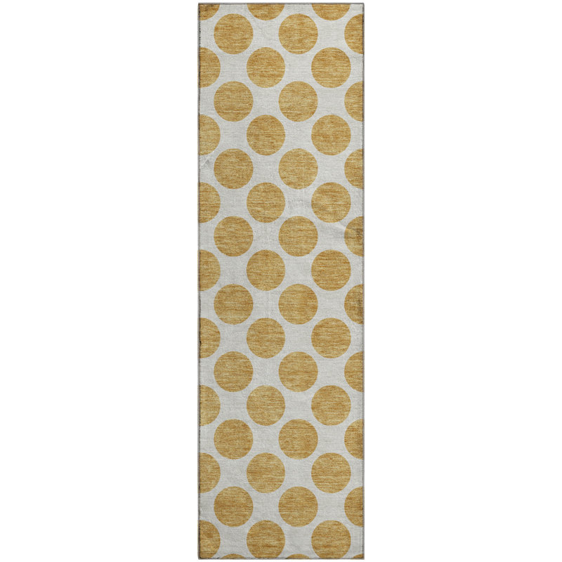Premium Machine Washable Prisco Gold Rug, Runner 2'3" x 7'6"