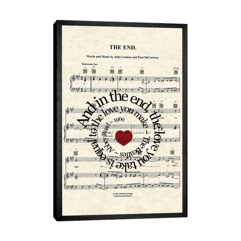 The End - Red Heart 1 Piece Wall Art on Canvas, 66.04 cm H x 45.72 cm W, Black Framed