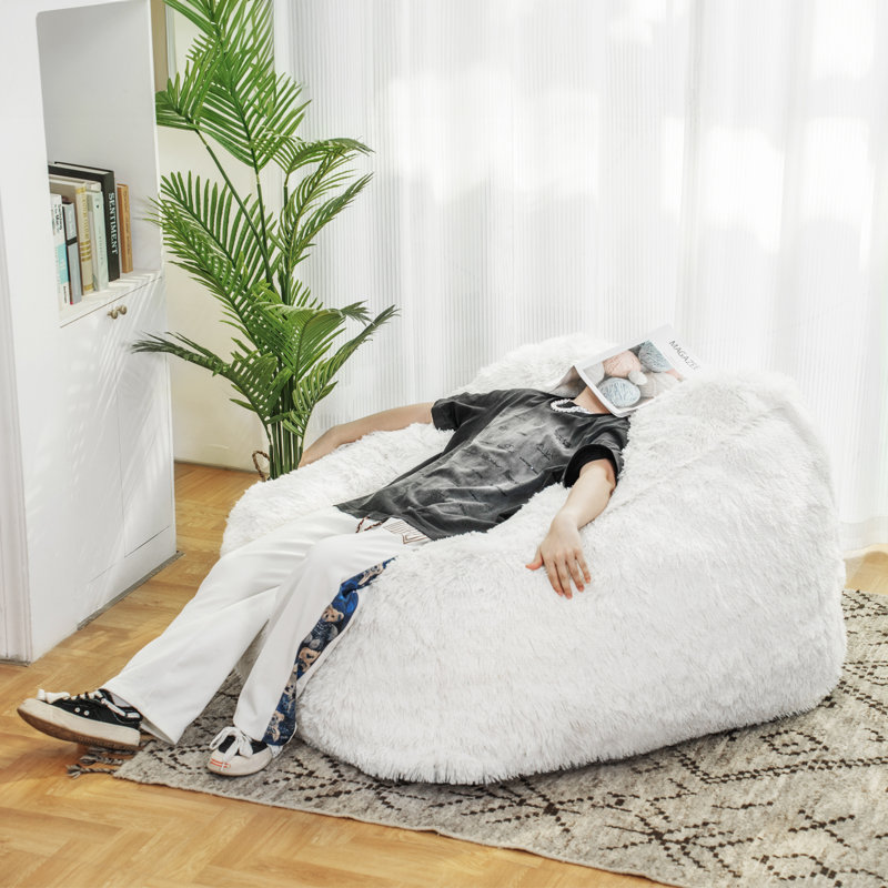 Fauteuil à billes, fauteuil à billes en mousse à mémoire de forme, fauteuil à billes en fausse fourrure moelleuse, fauteuils confortables pour le salon, les chambres à coucher, la détente, la lecture, les jeux vidéo