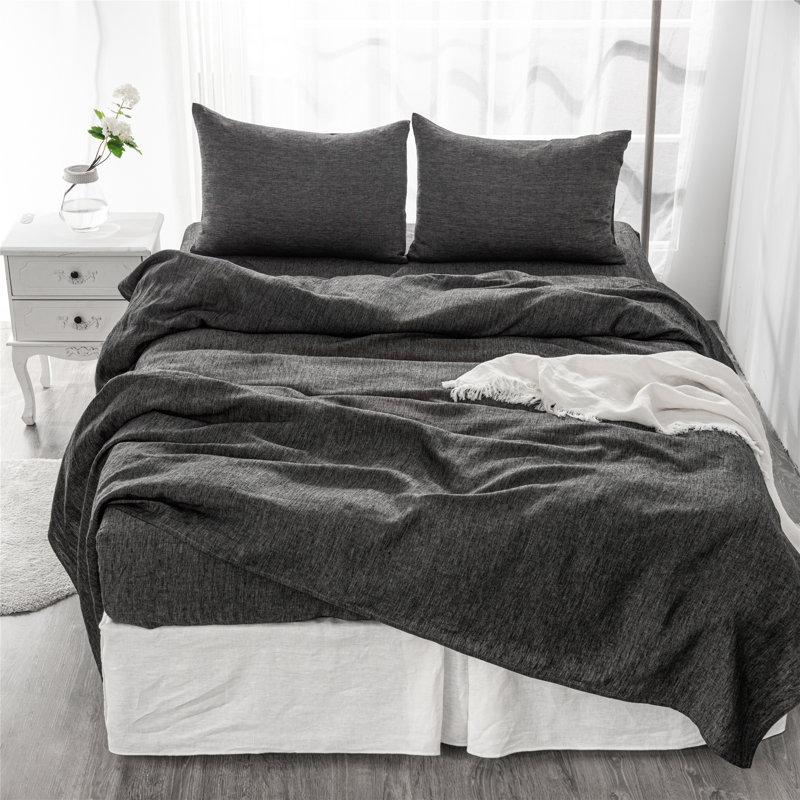 Cal-King Sheet Set Bed Set 4 Pc, Bedding Sheets & Pillowcases, Bed in a Bag, Onyx