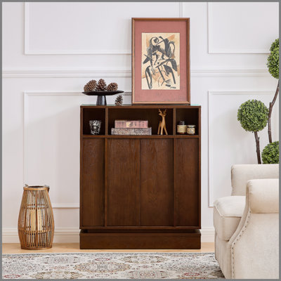 Sideboard Buffet Cabinet with Storage, Farmhouse Fluted Sideboard with 2 Doors & Adjustable Shelf, TV Media Console, Storage Cabinet for Entryway Hall
