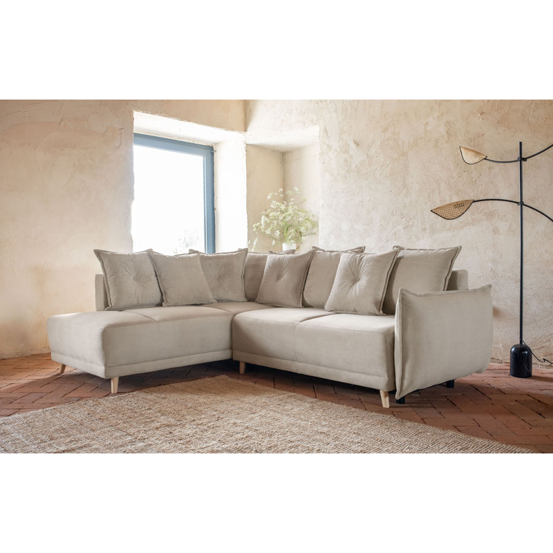 Lazy Lukka 6 Seater Sofa Bed, Beige, Left Hand Facing