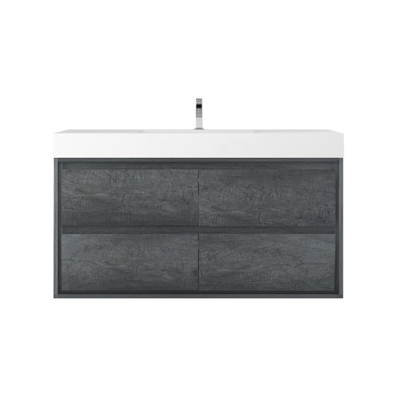 48'' Single Bathroom Vanity with Acrylic Top, Smoke Oak