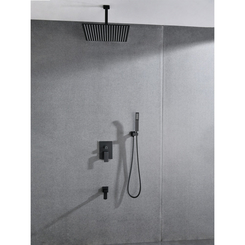 Système de douche complet avec pomme de douche de 16 pouces, douchette à main et bec de baignoire pour la salle de bain