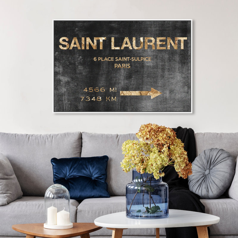 Panneau de signalisation de Saint Sulpice - art textuel sur toile, H 36 po x l 54 po, Cadre blanc