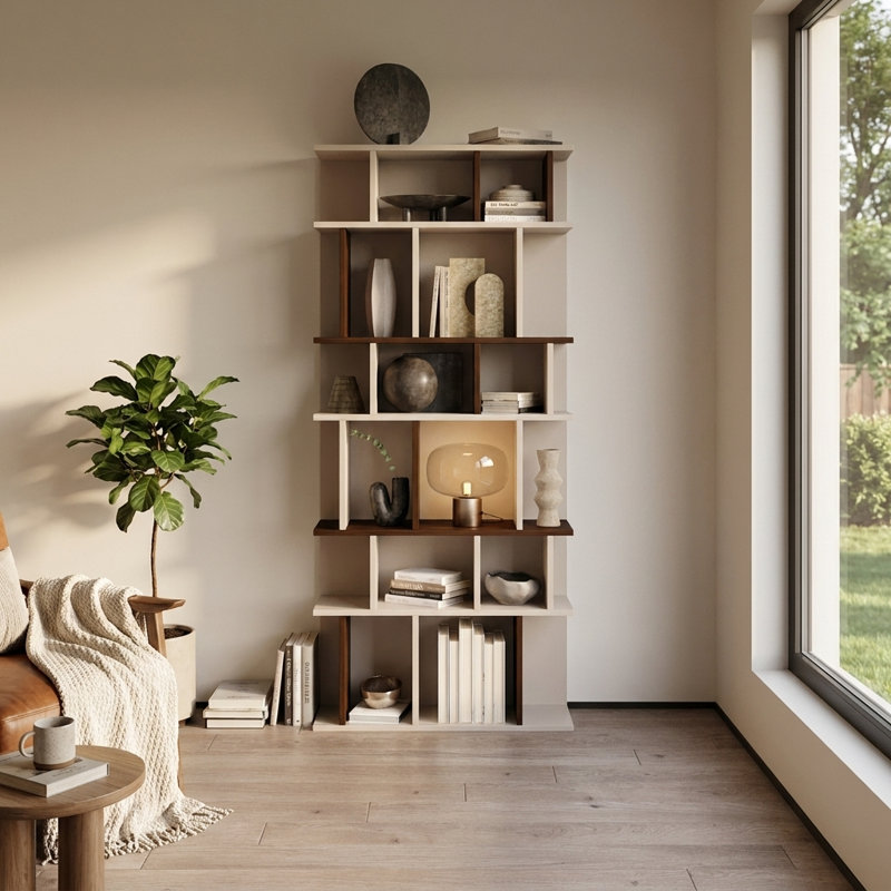 Sandefur 31.5" Bookcase with Matte Finish, Wenge/Cashmere