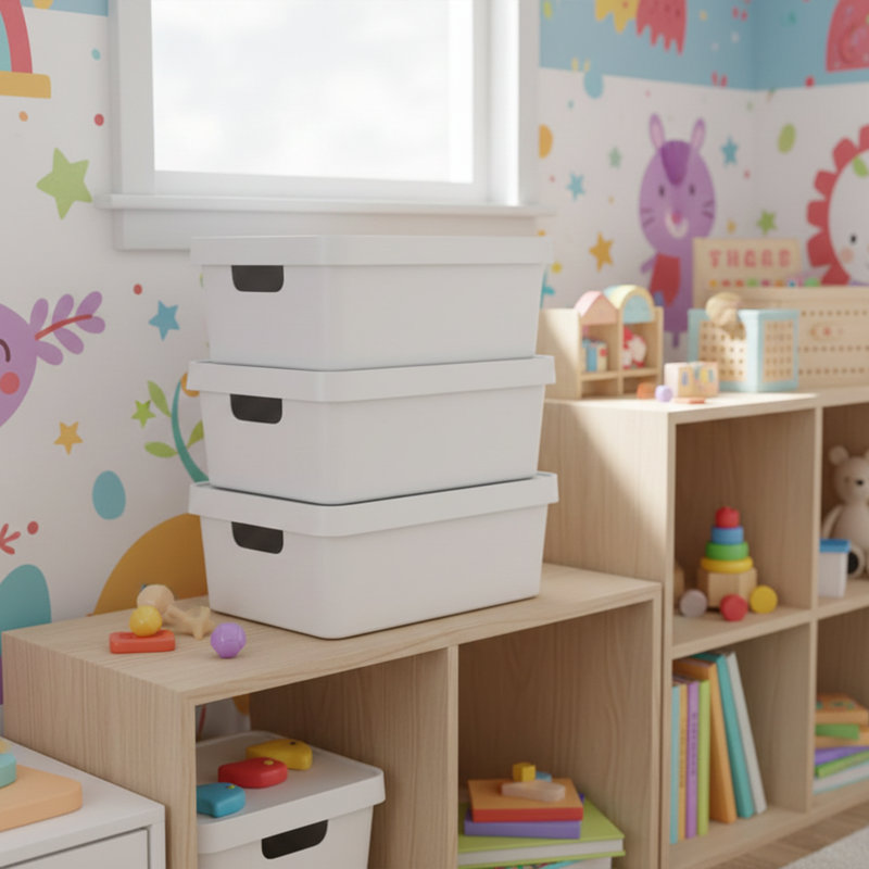 3 Pieces Storage Box Set, White