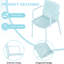 Fauteuil 4 pièces en plastique toutes saisons avec design ergonomique, bleu, capacité de charge élevée, patins antidérapants, pour siège d'invité de dernière minute dans les espaces commerciaux-318395348