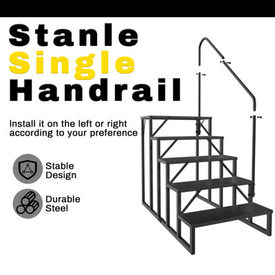 RV Stairs 5 Step, RV Steps Anti-Slip, Hot Tub Steps with Handrail, 660 lbs Hot Tub Steps Step Ladder for 5th Wheel RV, Mobile Home Stairs