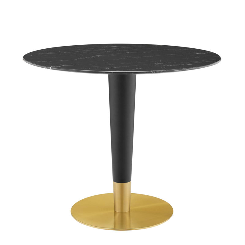 Table de salle à manger Zinque, Marbre noir, l 35,5 po x L 35,5 po pi