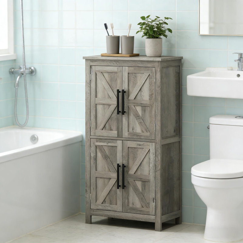 Armoire de rangement Rustic Home, armoire de cuisine, armoire de rangement autoportante, Gris clair