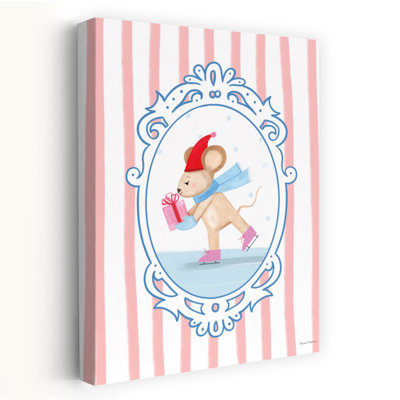 Whimsy Ice Skating Critter 3 1 Piece Wrapped Canvas Wall Art