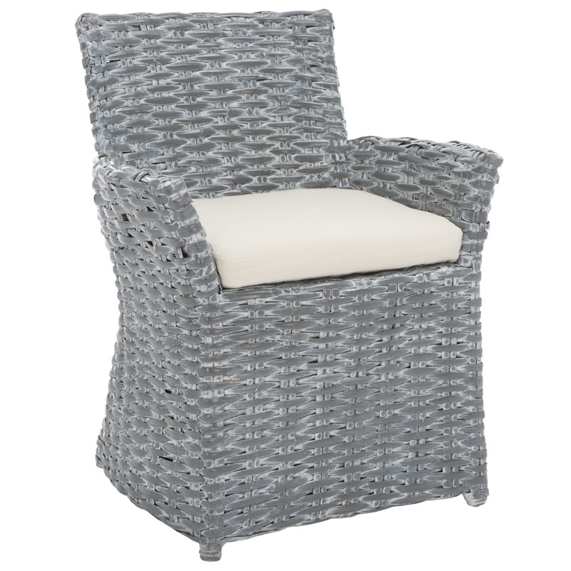 Sephina 17.3'' H Cotton Upholstered Armchair, Gray White Wash / White
