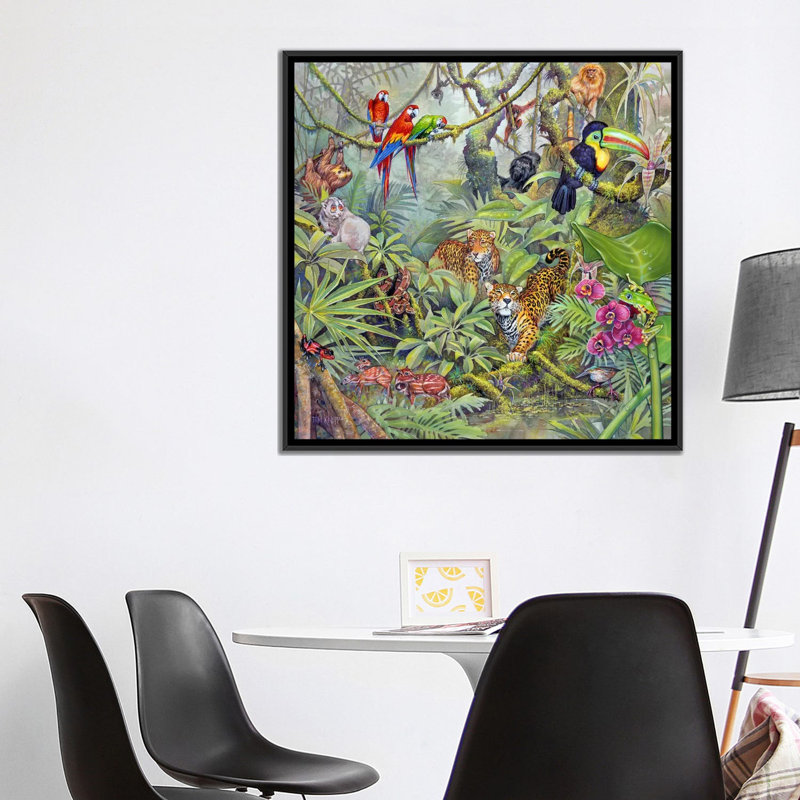 "The Rainforest" par Tim Knepp, reproduction d'art sur toile tendue, H 26 po x l 26 po x P 1,5 po, Toile avec cadre noir