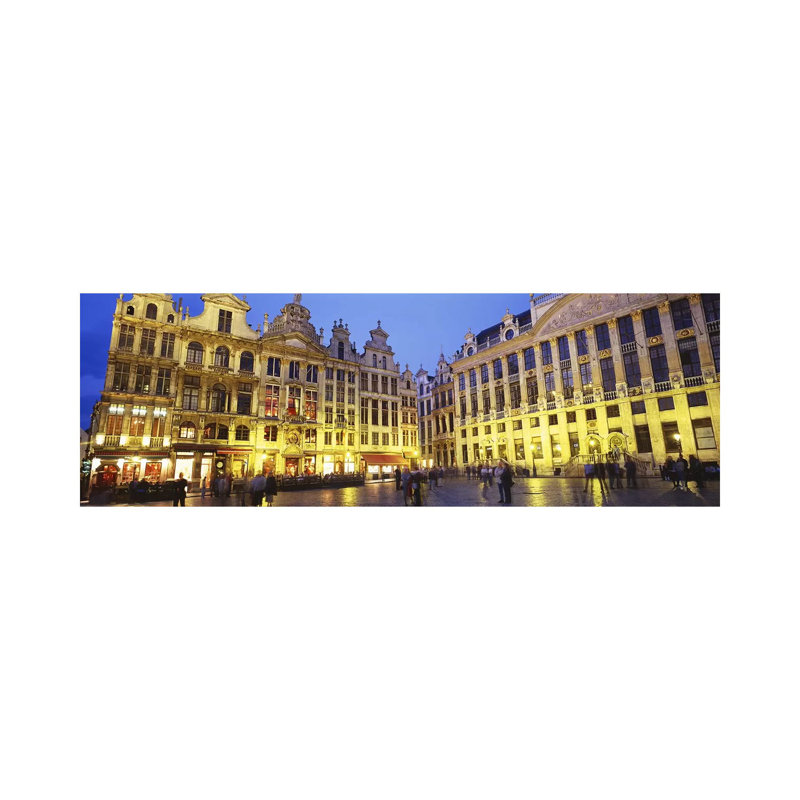 Grand Place (Grote Markt) At Night, Brussels, Belgium - Wrapped Canvas Panoramic Print, 30.48 cm H x 91.44 cm W x 1.91 cm D