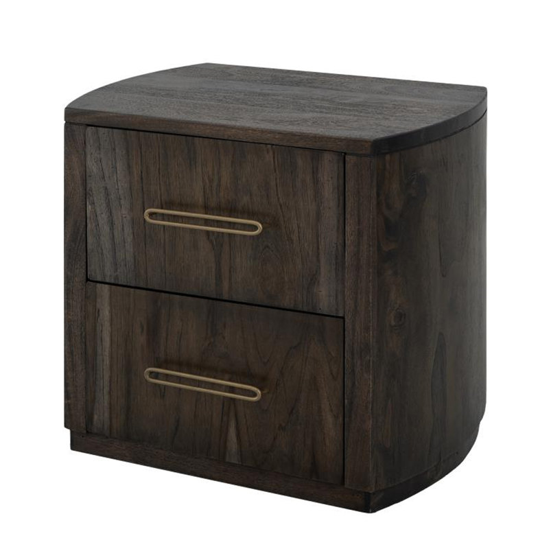 Table de chevet Eray, 2 tiroirs, bois de manguier, 29 po, Noir, noir, noir, noir