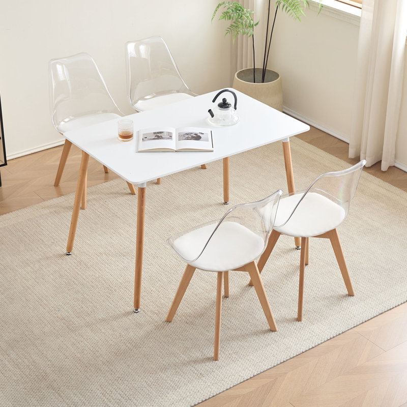 Huron Solid Wood Dining Chair, White, 4