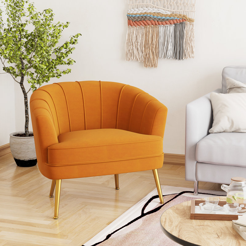 Fauteuil l 27 po Walsall, Velours orange