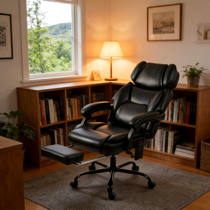 Soft Computer Chair, Massage Chair, High Back Chair, Office Chair, Black, Black