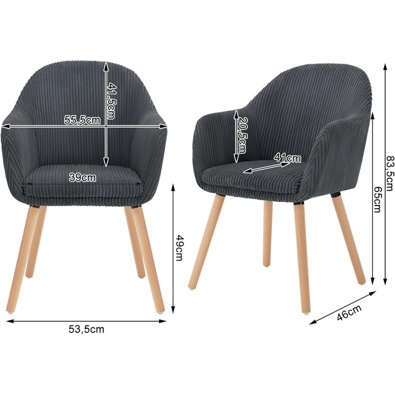 Osuna 49cm H Polyester Blend Upholstered Full Back Armchair, Dark Grey, 1