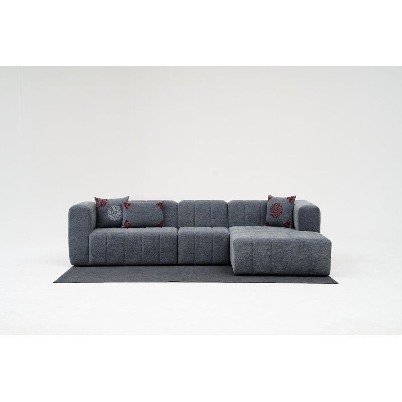Canapé modulaire 50,304 po Tinnelle, Accoudoir à gauche (vu de face), 100 % polyester anthracite