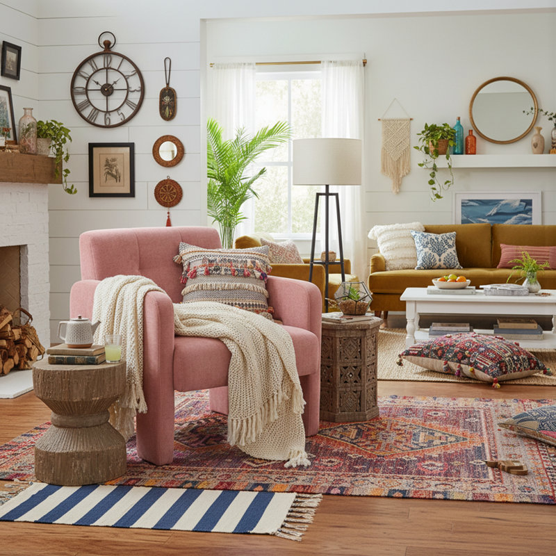 Fauteuil simple moderne et minimaliste, Rose
