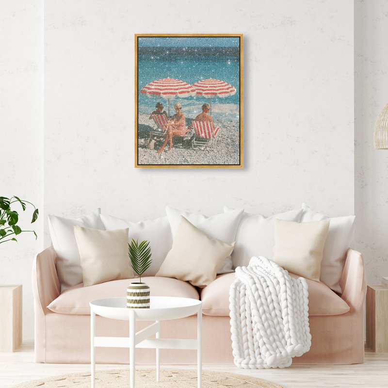 Retro Beach Bliss III Canvas Landscape & Nature Print by Oliver Gal, Black Frame, 16 x 20, 17"H x 21"W, White Floater Frame