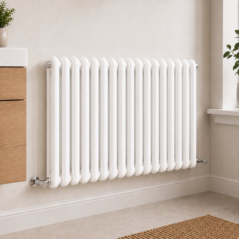 Horizontal Oval Panel Radiators, 60 cm H x 86 cm W x 10 cm D, White